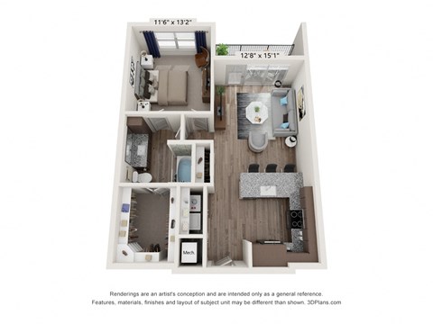 waters edge at mansfield a3 floor plan 1 bed 1 bath